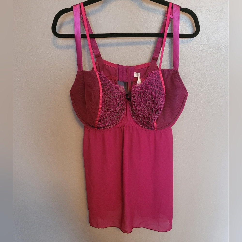 Cacique Plus Size Babydoll Size 44DDD Pink Lace